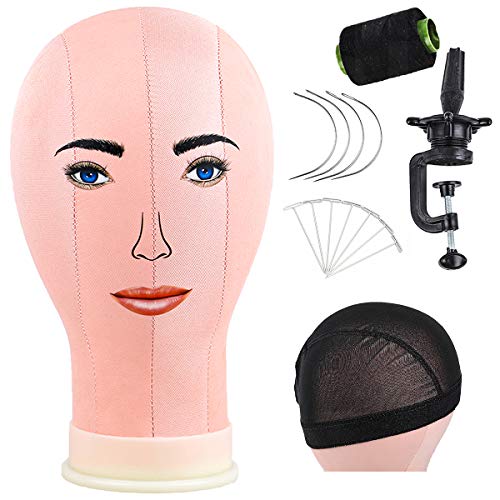 Wig Head with Human Facial Expressions Used for Wig Making Display Styling 22 Inch