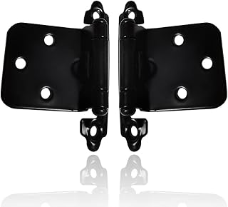 Bestgle 10 Pieces Overlay Cabinet Hinges, Metal Semi-Concealed Cupboard Hinge Set, Face Mount Self Closing Hinges for Decorative Kitchen Cabinet Doors Furniture Hardware