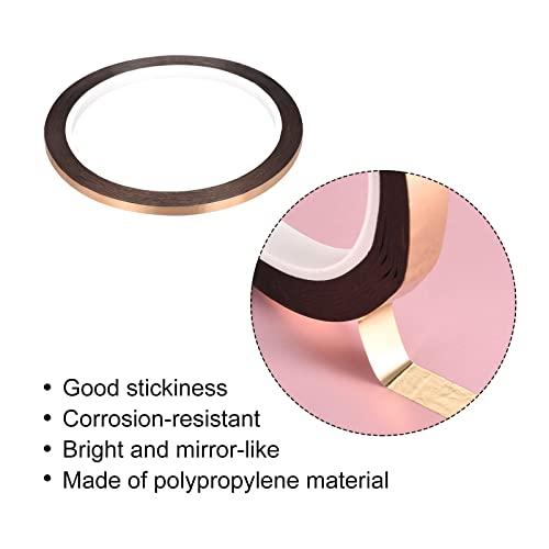 Image of MECCANIXITY Metalized Polyester Film Tape,0.16inch x 54.6yds. Adhesive Mirror Finish Decor Tape for Detailing Accent Wall,Graphic Arts,Wardrobe Crafts Tape 50m x 4mm,Rose Gold Tone