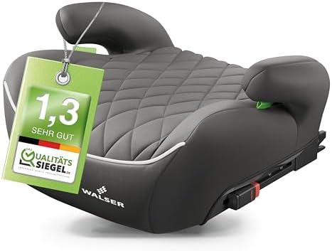 WALSER Premium Sitzerhöhung Auto Kinder ISOFIX, Qualitätssieger Sehr Gut* schmaler Kindersitz Auto i-Size ca. 6-12 Jahre 125-150 cm, Kindersitzerhöhung Booster Seat neueste Norm EC