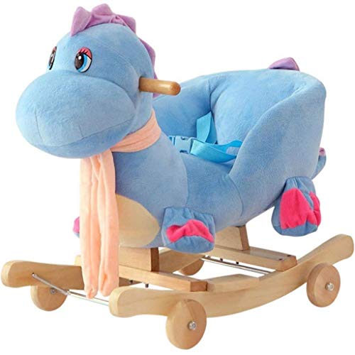 JJZXD Caballo de oscilación de Madera del bebé, Ruedas, Dinosaurio del Caballo de oscilación for el bebé Up 6 Meses, Eje de balancín de bebé de Juguete/del bebé del Caballo Mecedora/niño/mecedor