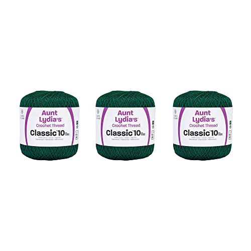Image of Aunt Lydia's Classic 10 Cotton Crochet Thread, Forest Green, 3-Pack