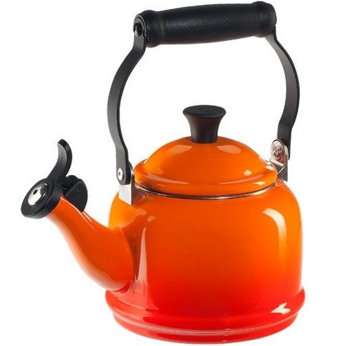 Le Creuset Demi Kettle, Enamelled Steel, Suitable for All Hob Types Including Induction, Enamelled Steel, 1.1 L, Volcanic, 92000900090000