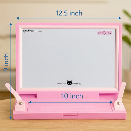 Image of WISHKEY Plastic 2 in 1 Multipurpose White Magnetic Drawing Board & Book Holder with Marker Pen, Writing Pad Educational, Learning Toy for Toddlers Boys and Girls (Pack of 1, Pink)