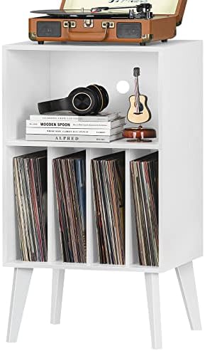Lerliuo Record Player Stand, White Turntable Stand Holds up to 16...