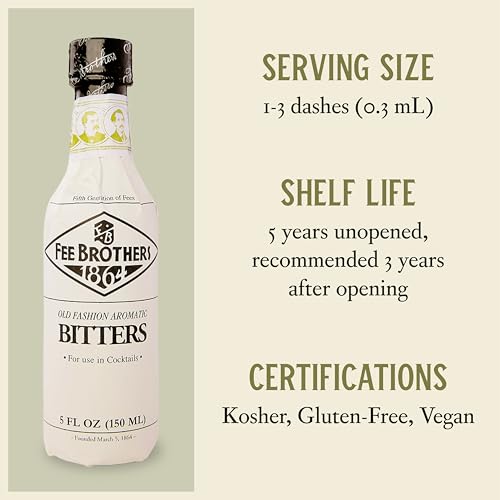 Fee Brothers Bitters Variety Gift Pack - Orange, Old Fashioned, Cherry, Chocolate, Black Walnut & Toasted Almond for Craft Cocktails & Home Bartending
