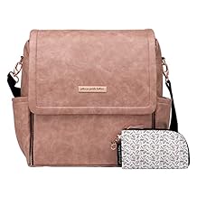 Petunia Pickle Bottom Boxy Backpack, Diaper Bag, Stylish Baby Bag, Spacious Backpack, On-The-Go Moms, Dusty Rose Leatherette