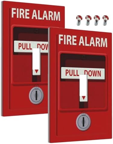 WMHUSU Decorative Light Switch Plate Covers Red Fire Alarm Print Novelty 1 Gang Wall Plate Single Toggle Switch Cover Plate Jumbo Electrical Switchplate Receptacle Faceplate for Office Decor(2 Pack)