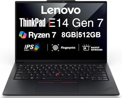 Lenovo ThinkPad E14 Gen 7 AI �r�W�l�X �m�[�g�p�\�R�� 14�C���` FHD+ �f�B�X�v���C (AMD Ryzen 7 250 (Beat Ryzen 5 7535U)�A8GB DDR5�A512GB SSD Copilot�A�o�b�N