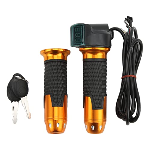 2PCS Electric Bicycle Throttle Handle with Green Digital Display, Speed
