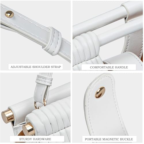 Image of Trendy Woven Evening Clutch Purse Half Round Designer Shoulder /Crossbody Bag Top-Handle Satchel Handbags