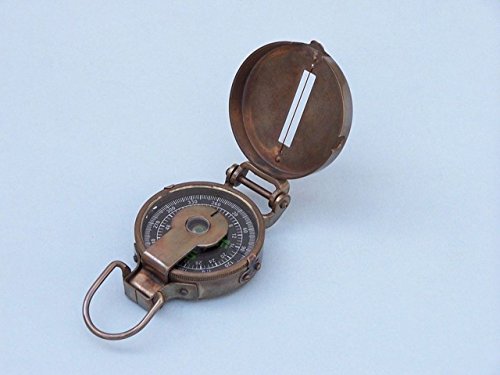 Brújula Militaria Antigua de Latón Hampton Nautical 4" miniatura 7
