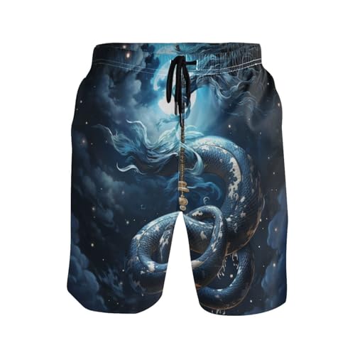 Serpiente Azul Espacial Hombre Nadar Shorts Secado Rápido Bañadores De Playa Ligero Pantalones Cortos Vacaciones Bermudas Cortos M