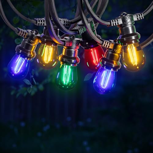 SKYLANTERN Guirlande Guinguette 10M 10 Bulbes Filament Blanc Chaud - Guirlande Lumineuse Ampoule E27 Rouge Bleu Jaune Vert - Guirlande Guinguette LED Filament...