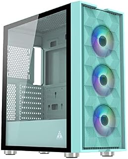 GOLDEN FIELD Magician Mid Tower ATX/MATX Case, 3 * 120mm Fans Pre-installed, Tempered Glass Side Panel Gaming PC Case - Blue