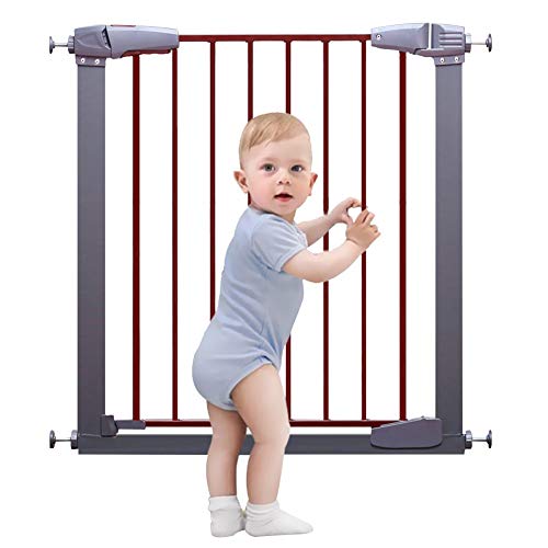 XJJUN Security Gate Pet Door Stair Door Widening Heightening Scalable Two-Approach Door Child Fence Metallic Indoor, Measurement Can Be Custom-made (Coloration : Pink, Measurement : Width 97-103cm)