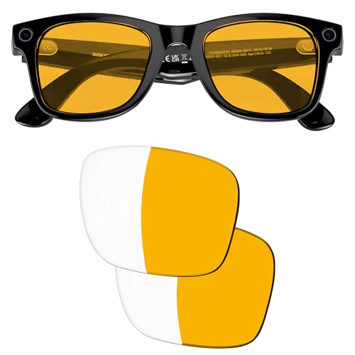 Image of YEIN Yellow Photochromic Replacement Lenses for Ray-Ban Meta RW4006, Unisex, Blue Light Blocking /Reading Glasses /Sunglasses(No Magnification)