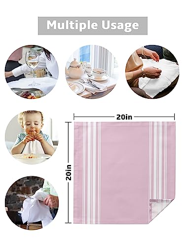Servilletas de Tela Set x4 Rayas Rosas 20x20 pulg miniatura 5