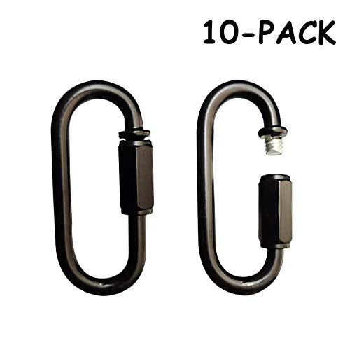 Cufeal 10- Pack Heavy Duty D Shape Chain Locking M4 4Mm Chain Quick Link Connector (Black) #TOP2