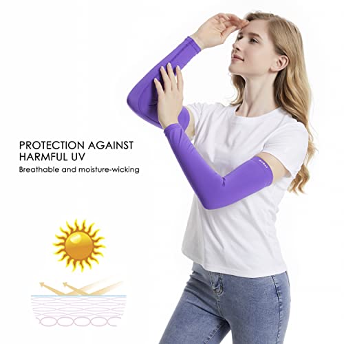 Hirui Cooling Arm Compression Sleeves For Men Women Youth Kids, Uv Protection 20-30Mmhg Support, Great For Running Cycling Basketball Golf Tattoo Cover, Breathable Moisture-Wicking (Purple, 2X-Large) #TOP5