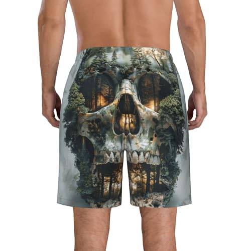 Men's Quick Dry Swim Shorts Skull Fantasy Tree Forest Style Beach Trunks with Pockets2