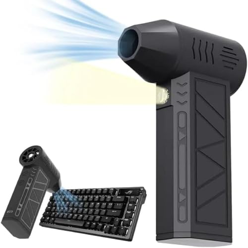 Image of Super Power Turbo Fan - Mini Air Duster, 52m /s High-Speed Wind, 10000mAh Rechargeable Cordless Electric Air Blower with LED Light - 3 Gears for Keyboard, PC, Car & Home Cleaning.
