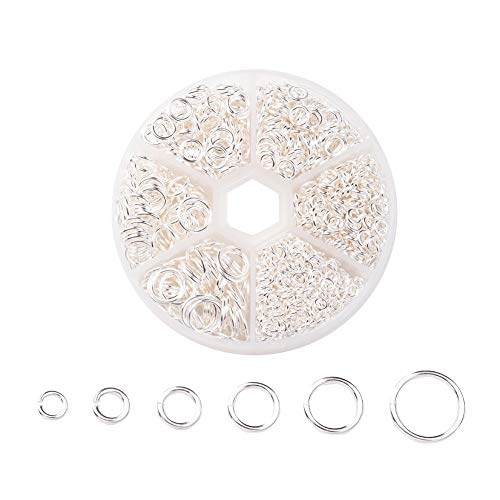 Febbya Anneaux de Saut,1600 pièces Ronds Anneaux de Jonction pour Réparer Faire Collier Bracelet Bijoux Fer Argent 4-10mm Cover