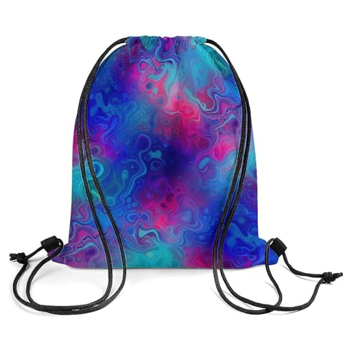 Backpack for Women and Men, Stylish Lightweight Waterproof Backpack with Draw String, Rainbow Marble Large Capacity Sturdy Drawstring Bag2