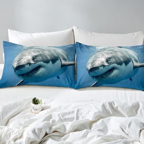 Homemissing Single Shark Duvet Cover Set - Ocean Theme Comforter Cover With Underwater World Decoration for Room - Image 4
