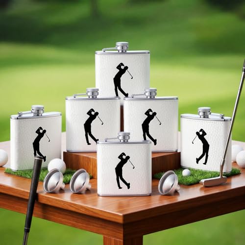 Teecyhooo 6 Pcs Leather Golf Flasks