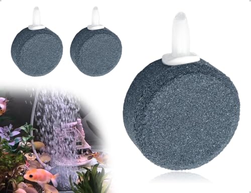 AOYEGIC Juego de 2 Piedras difusoras de Aire para Acuario, Disco de oxígeno burbujeante, difusor de Aire, difusor de Burbujas, para estanques y peceras (Redondas, 4 cm)
