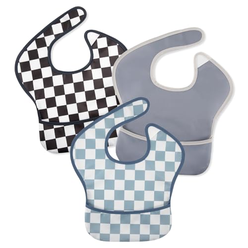 Image of CIVARUA KIDS 3-Pack Waterproof Baby Bibs for Eating - Mess Proof Lightweight Toddler Feeding Bibs with Large Food Catcher