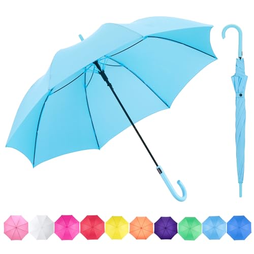 RUMBRELLA UV Stick Umbrella Auto Open UPF 50+ with J Hook Handle 51IN Sky Blue
