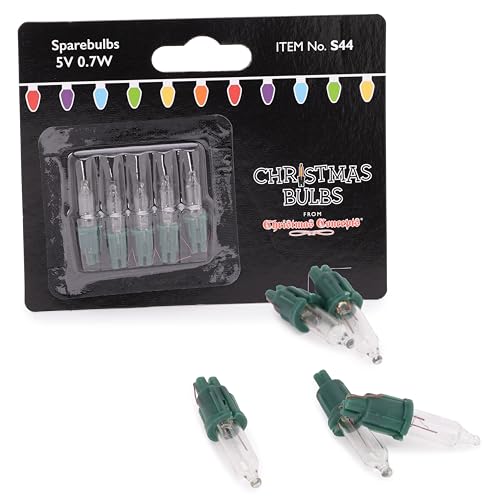 Christmas Concepts Pack of 5 Clear Push In Spare Bulbs - 5V 0.7W 0.14a - Replacement Bulbs