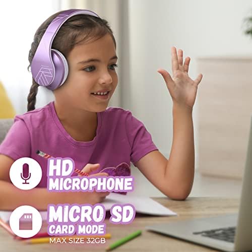 PowerLocus Kids Headphones Over-Ear, Bluetooth Wireless Headphones for Kids,with Microphone, Safe 85DB Volume Limited, Foldable with Carry Case, Audio Cable, Micro SD mode for Online Classes,PC,Phones - 4