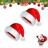 PTBWS 2PCS Gorro de Papá Noel,Rojo Gorro de Navidad,Gorro de Navidad,gorro de Navidad para adultos, para Fiesta Festiva de Año Nuevo