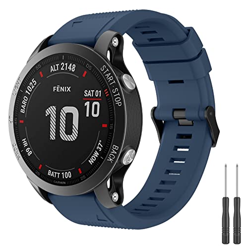 Mugust Correa para Garmin Fenix 6/Fenix 6 Pro/Fenix 5/Fenix 5 Plus/Fenix 7,22mm Liberación Rápida Silicona Pulseras de Repuesto para Forerunner 935/945/Approach S60/S62/Quatix 5(Azul)