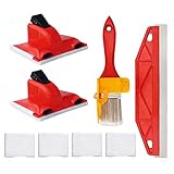 8pcs Paint Edger Tool Set, 2 Painting Edge Tool with 4 Replacement Pads, 12 Inch Wall Shield and Cutting in Brush for Professional Wall and Ceiling Painting