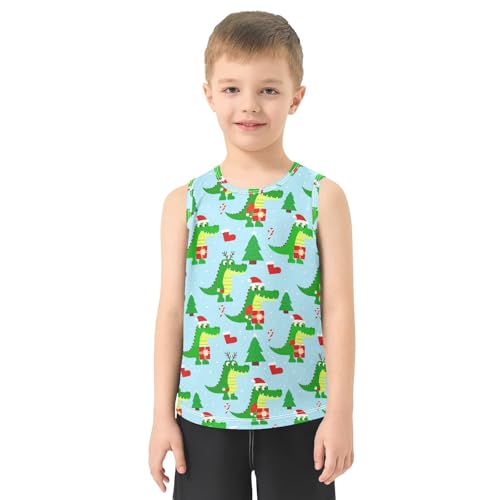 J JOYSAY Christmas Crocodile Trees Blue Boys Tank Top Sleeveless Muscle Shirts Quick Dry Kids T-Shirts 3-15T2