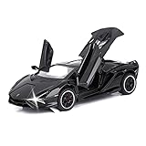 SASBSC Toy Cars Lambo Sian FKP3 Metal Model Car with Light and Sound Pull Back Toy Car for Boys Age 3 + Year Old (Black)