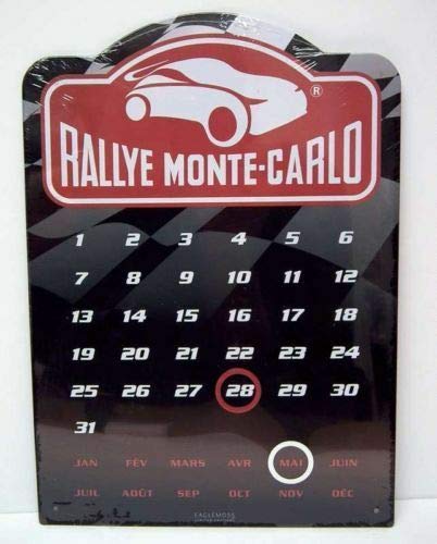 - Calendrier Rallye de Monte-Carlo, sur plaque aimantée en métal 30x21 cms