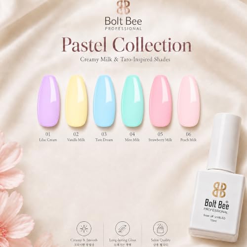 Image of Bolt Bee Gel Polish Kit Gel Polish Set,6 Colors Light Soft Sakura White Nude Spring Soak Off Nail Art Design Manicure Kit at Home (23)