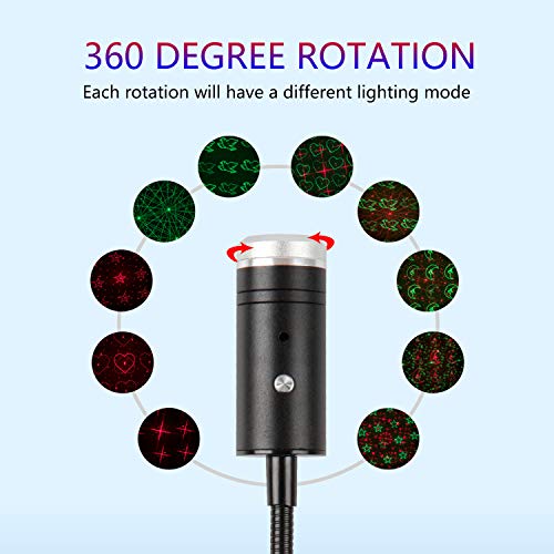USB Star Night Light Projector, 9 Functional Modes & 24 Lighting Effects, Sound Activated Strobe, Adjustable Romantic Decorations Special Night Light for Room Car Home Bedroom Party Hotel, Blue&Green