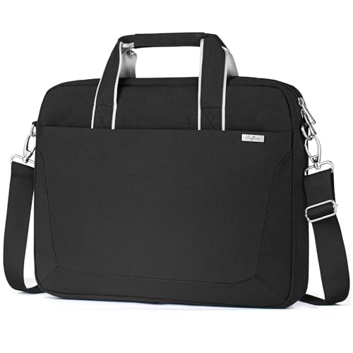BAFFINA 17 17.3 Inch Laptop Shoulder Bag for Men Women Waterproof Computer Carrying Case Messenger Bag with Strap for 17-18 HP Dell Laptop Briefcase for Office business Travel College School Black