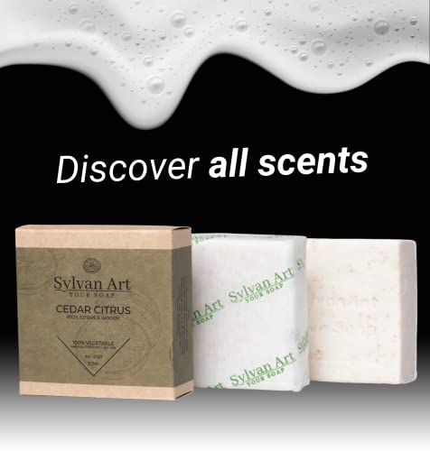 Sylvan Art Cedar Citrus Natural Scent Handmade Organic, Essential Oils Men's Soap Bar Beard Body, Face Wash Bath Nourishing Bar Soap - 5.5 Ounce #TOP5