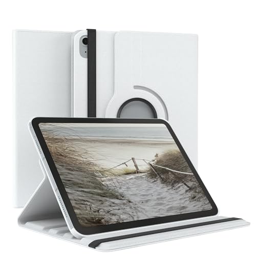 EAZY CASE - Funda para iPad 11. Gen A16 (2025) Protectora Tablet Smart Cover Soporte Giratorio Estuche Plegable 360° rotativo con función Atril Cuero sintético Blanco
