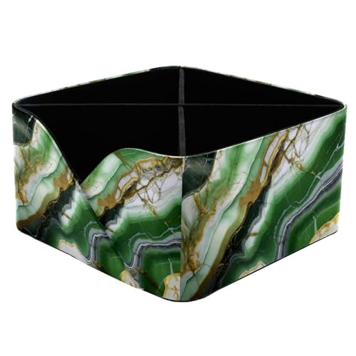Porte-stylos rectangulaire effet marbre vert avec double compartiment de rangement - 2