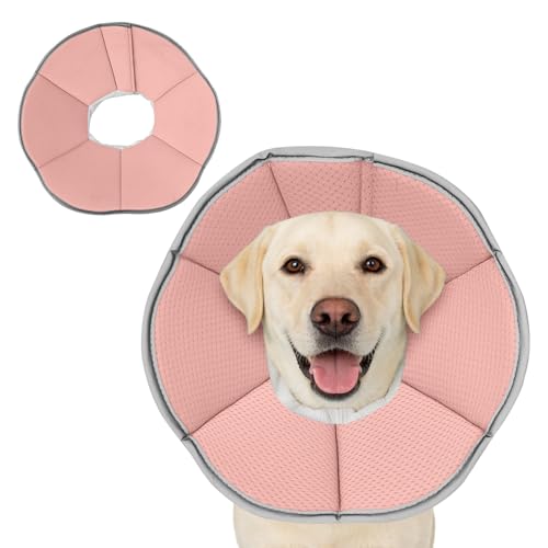 Image of MAXFUT Dog Cone Collar,Soft Cone for Dogs to Stop Licking After Surgery,Non Inflatable Dog Donut Cone (Pink, XXXL)