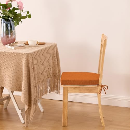 Image of IPYNBAP Chair Cushions for Dining Chairs, Kitchen Chair Cushions, 16'' x 16'' x 2'', Non Slip Indoor Seat Cushions, Chair Pads for Dining Chairs with Ties & Removable Cover, Set of 4, Rust