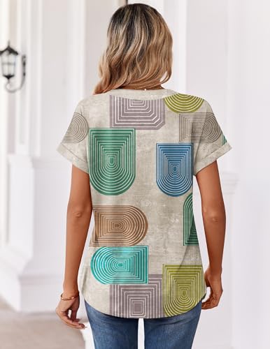 Image of Zeagoo Womens Tops Short Sleeve Summer V Neck Shirts Work Blouses Business Outfits Fashion Clothing